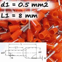 Szigetelt Érvéghüvely  (0.50 mm² x 8 mm) CB-005008