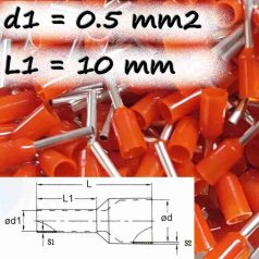 Szigetelt Érvéghüvely  (0.50 mm² x 10 mm) CB-005010