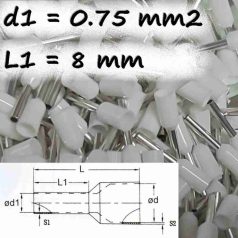 Szigetelt Érvéghüvely  (0.75 mm² x 8 mm) CB-007508