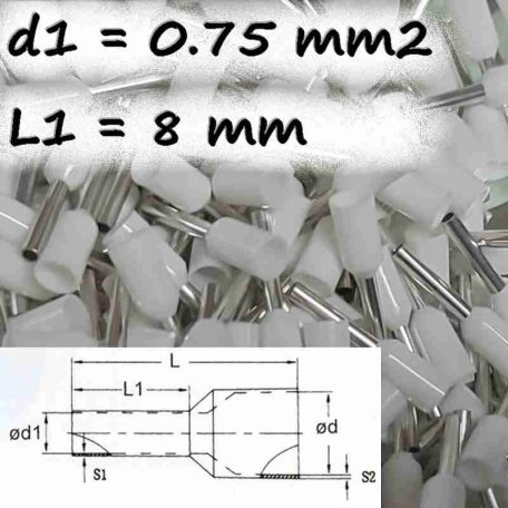 Szigetelt Érvéghüvely  (0.75 mm² x 8 mm) CB-007508