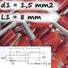 Szigetelt Érvéghüvely  (1.5  mm² x 8 mm) CB-015008 