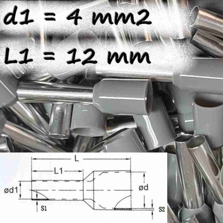 Szigetelt Érvéghüvely  (4 mm² x 12 mm) CB-040012