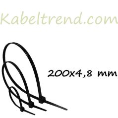   Oldható Kábelkötegelő-Gyorskötöző oldható << Fekete RTC-200x4,8mm >>