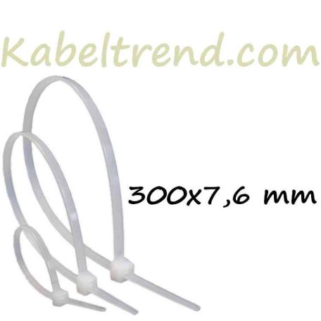 ↻ 300x7,6mm Natúr Oldható Kábelkötegelő, Gyorskötöző