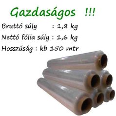   Csomagoló sztreccs fólia 500mm széles, 1,8 kg-os 23my, natúr, 150 mtr