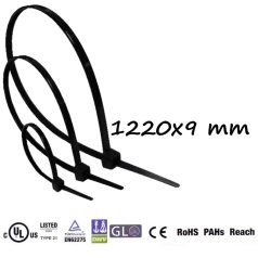 Gyorskötöző,Kábelkötegelő (1220x9 mm ,Fekete )