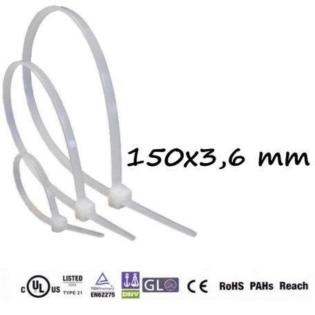 Gyorskötöző,Kábelkötegelő (150x3.6 mm ,Natúr )