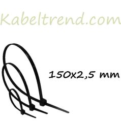 Kábelkötegelő 150x2,5 mm, fekete