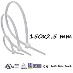 Gyorskötöző,Kábelkötegelő (150x2.5 mm ,Natúr )