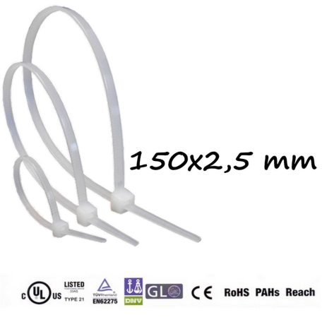 Gyorskötöző,Kábelkötegelő (150x2.5 mm ,Natúr )