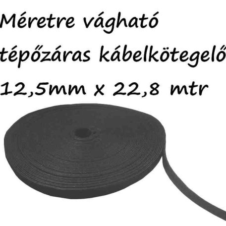 Tépőzáras kábelkötegelő  tekercs 12,5mm x 22,8mtr Fekete