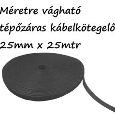 Tépőzáras kábelkötegelő tekercs 25mm x 25mtr Fekete